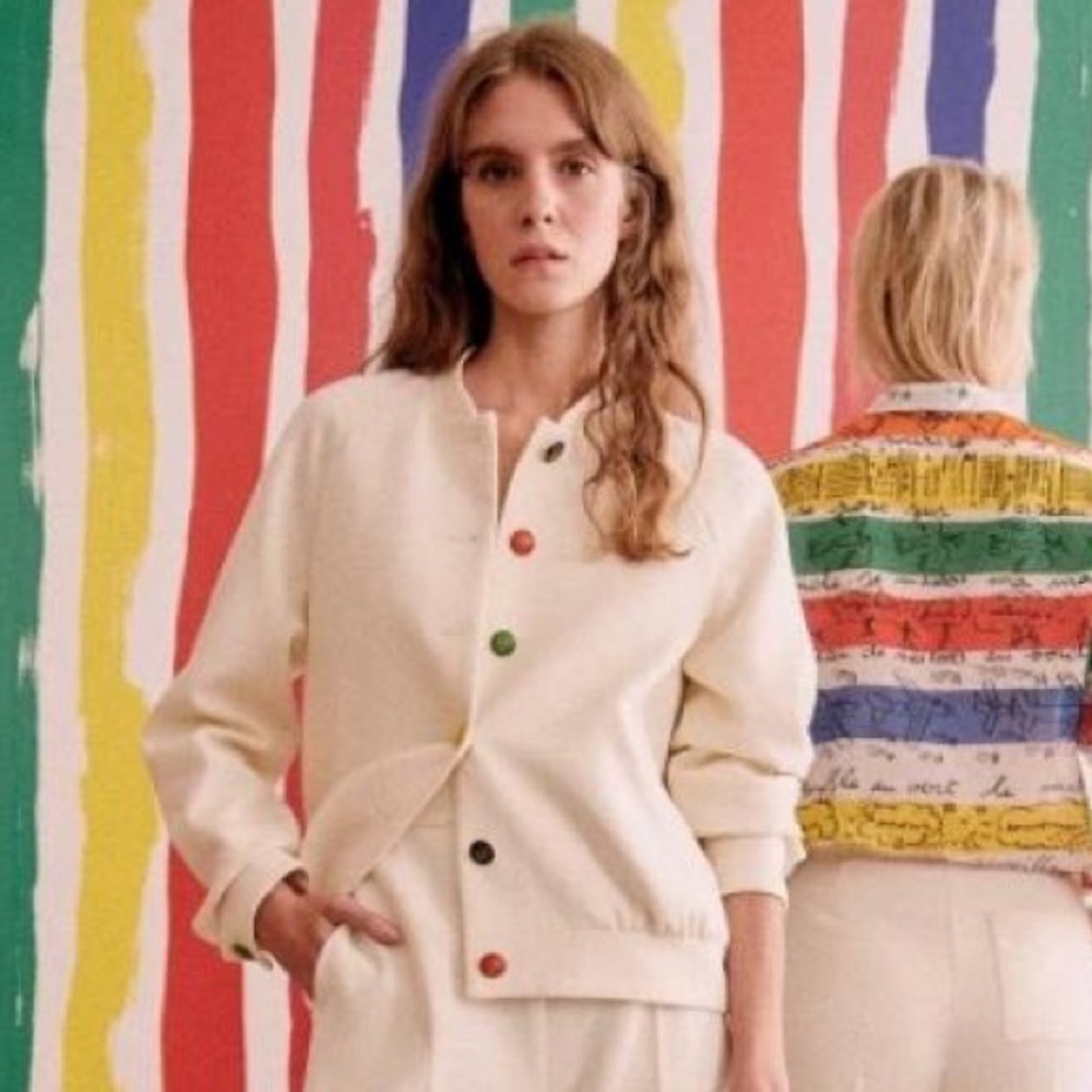 Sezane Mike Jacket Bomber Ecru